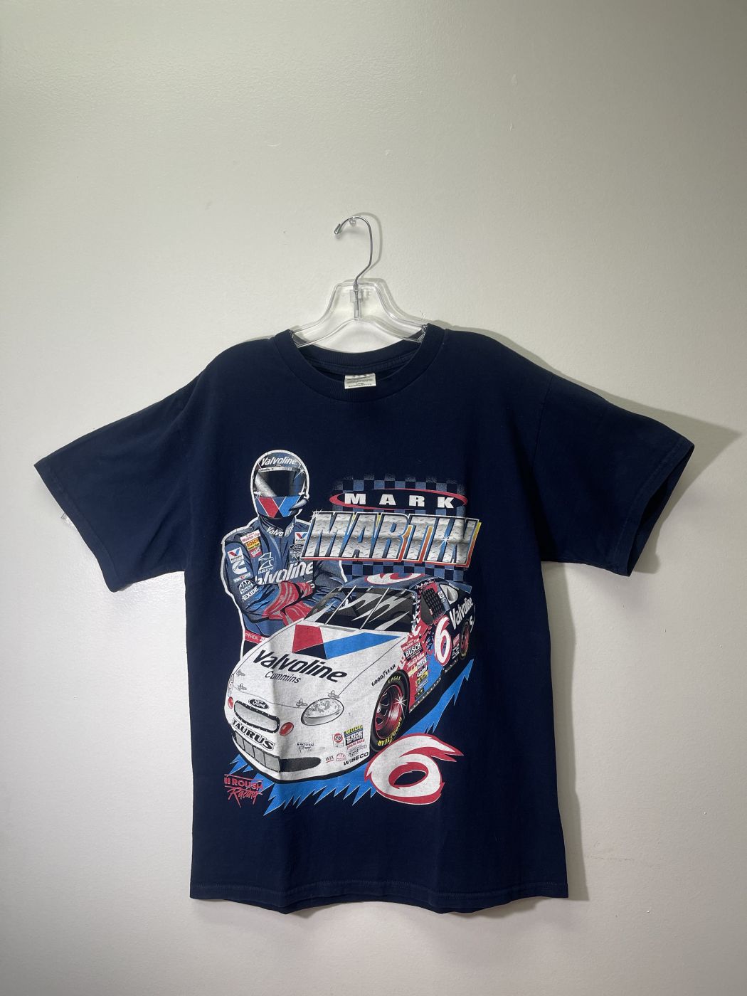 Vintage 99 Mark Martin Powered by Steel Nascar Tee Navy Blue Large TLX-237978