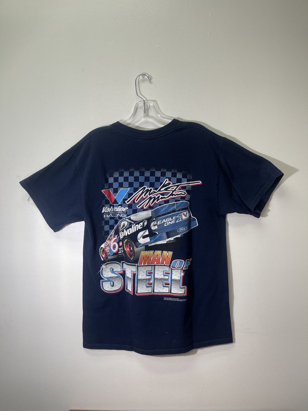 Vintage 99 Mark Martin Powered by Steel Nascar Tee Navy Blue Large TLX-237978